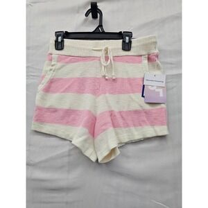 JoyLab Womens Mid-Rise Knit Striped Shorts Pink White Bubble Gum XS 309013131